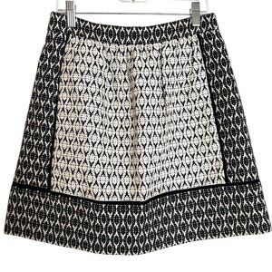 "Clearance" J Crew Black/Ivory Tweed Mixed Pattern Lined Mini Skirt Size 0